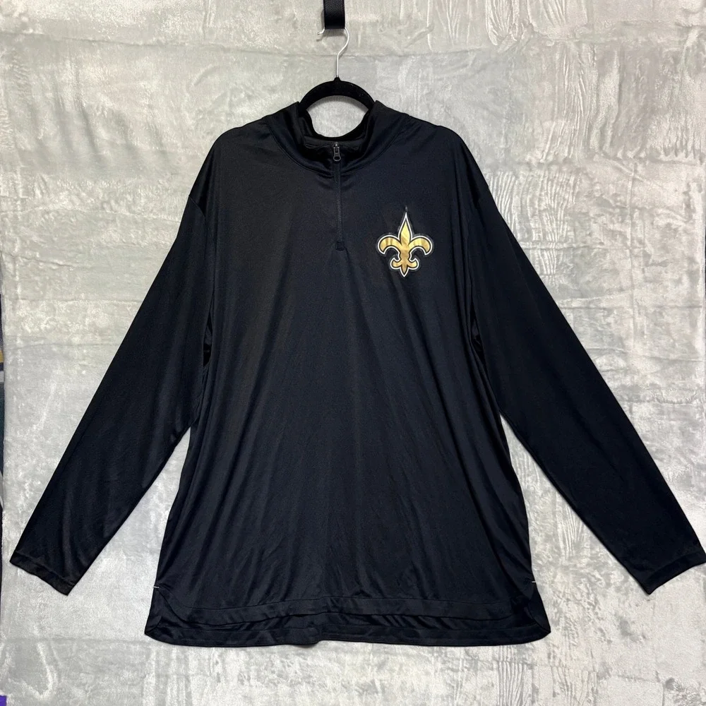 New Orleans Saints Fanatics Quarter Zip Pullover Mens 2XL Black NFL Football